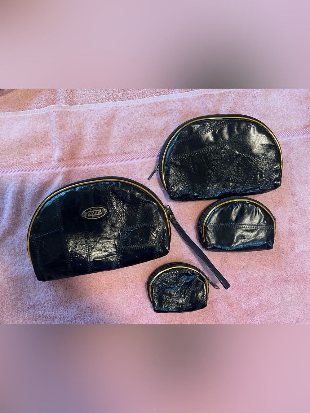 4 in 1 Original Paris Design Black Leather clutch Pouch Set